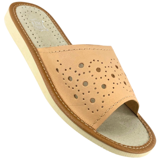 Kapcie na lato damskie ze skóry naturalnej - numer 441