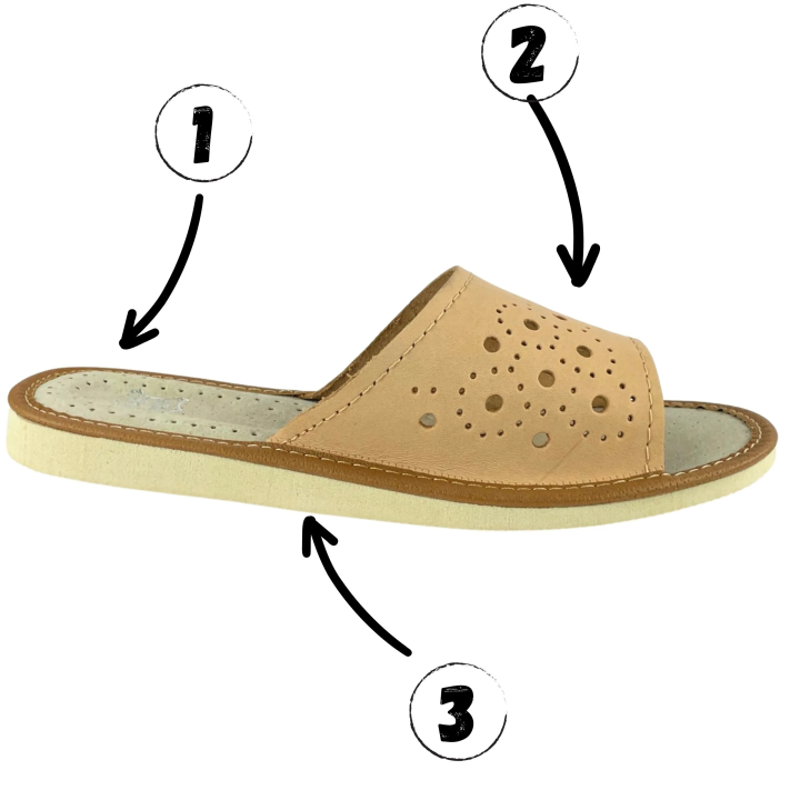 Kapcie na lato damskie ze skóry naturalnej - numer 441