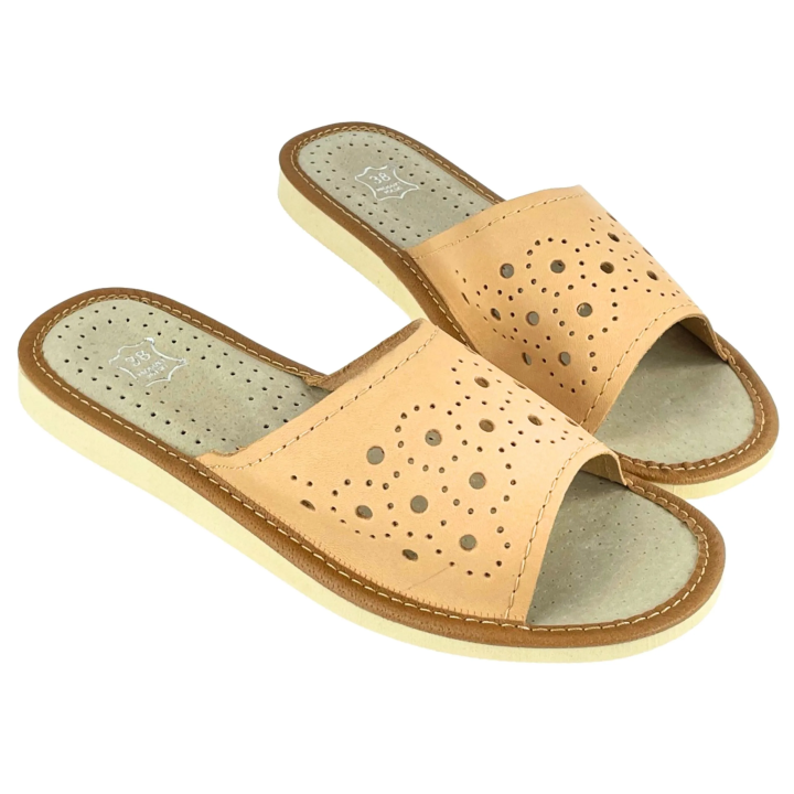 Kapcie na lato damskie ze skóry naturalnej - numer 441