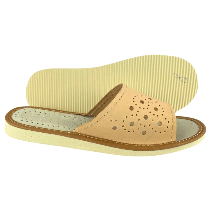 Kapcie na lato damskie ze skóry naturalnej - numer 441