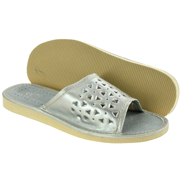 Kapcie damskie góralskie srebrne kolorowe papcie damskie - numer 465