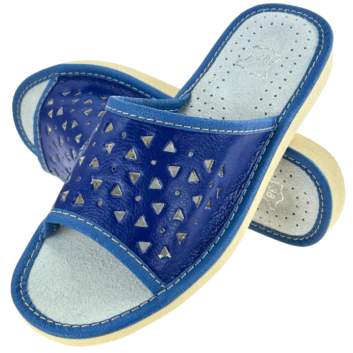 Granatowe klapki damskie Góralskie kapcie domowe - numer 467