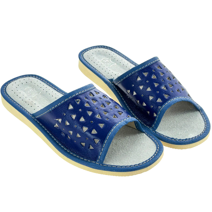 Granatowe klapki damskie Góralskie kapcie domowe - numer 467