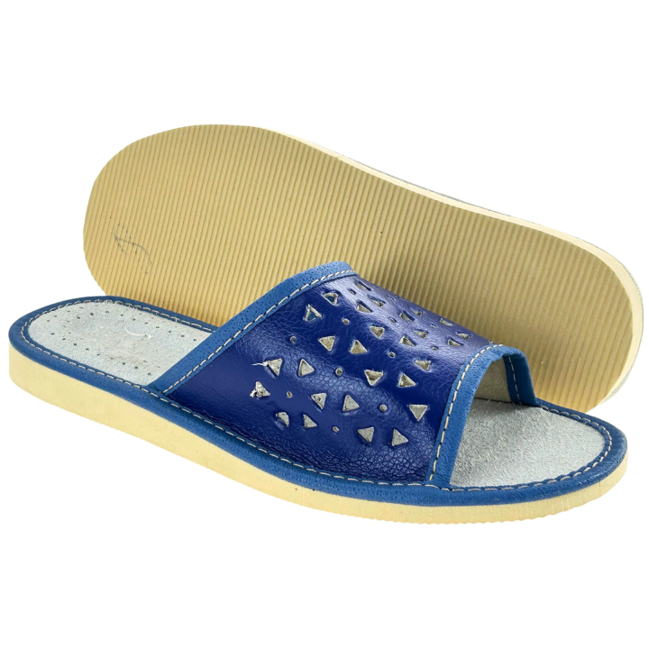 Granatowe klapki damskie Góralskie kapcie domowe - numer 467