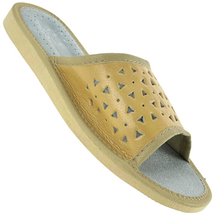 Jasne kapcie damskie skórkowe Papcie domowe damskie - numer 468