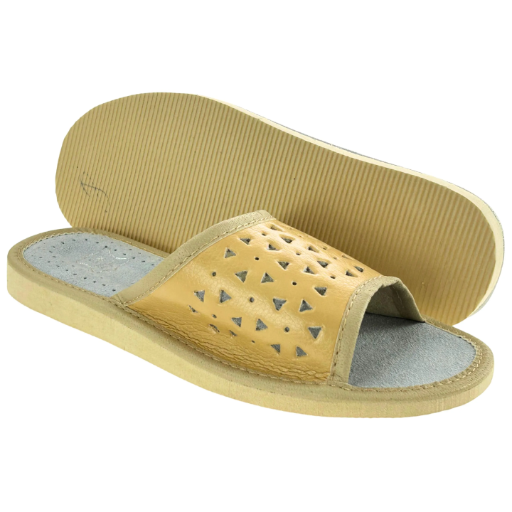 Jasne kapcie damskie skórkowe Papcie domowe damskie - numer 468