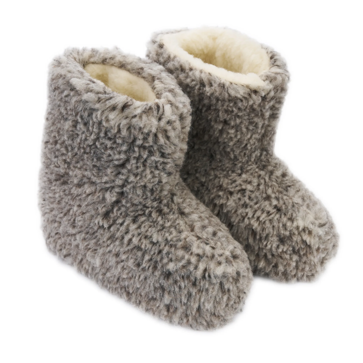 Wełniane bambosze domowe, szare bamboszki uniwersalne - numer 224